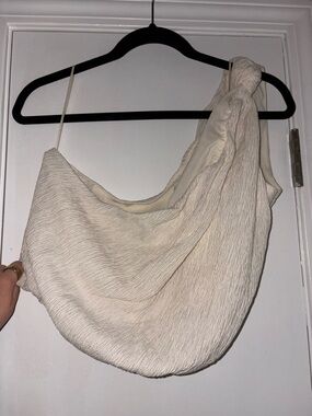Abercrombie & Fitch Cream Textured One-Shoulder Top